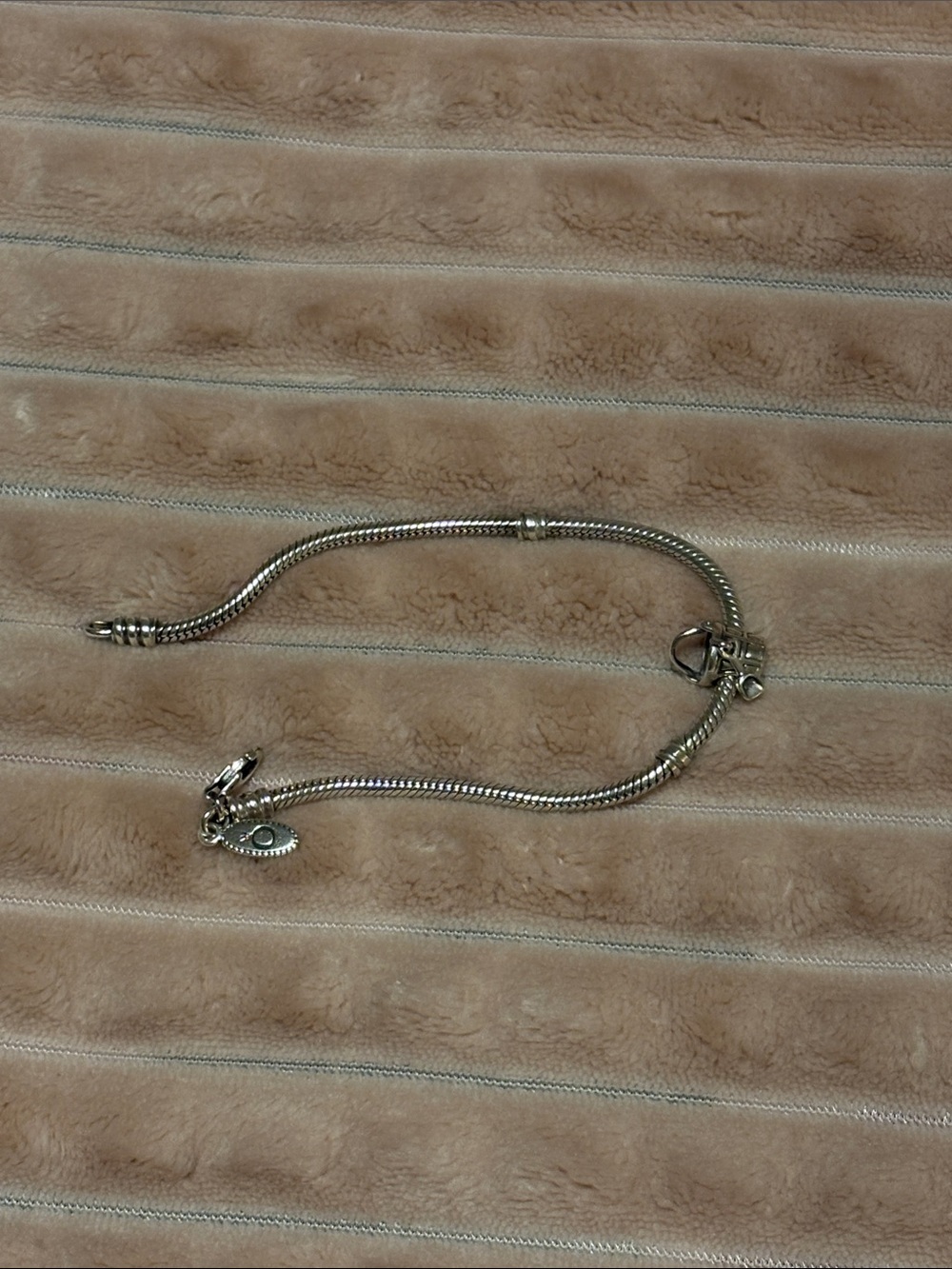 Pandora Silver Snake Chain Bracelet with Dangle Charms